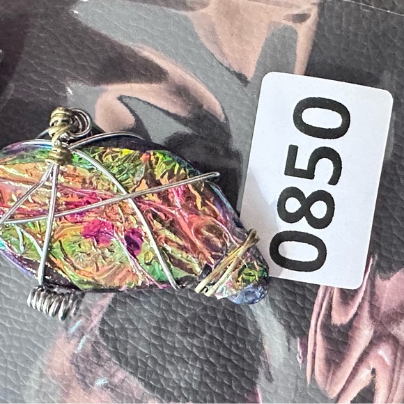 Collage Brooch Artisan Multicolor Wire-Wrapped Pin handmade - Picture 15 of 15